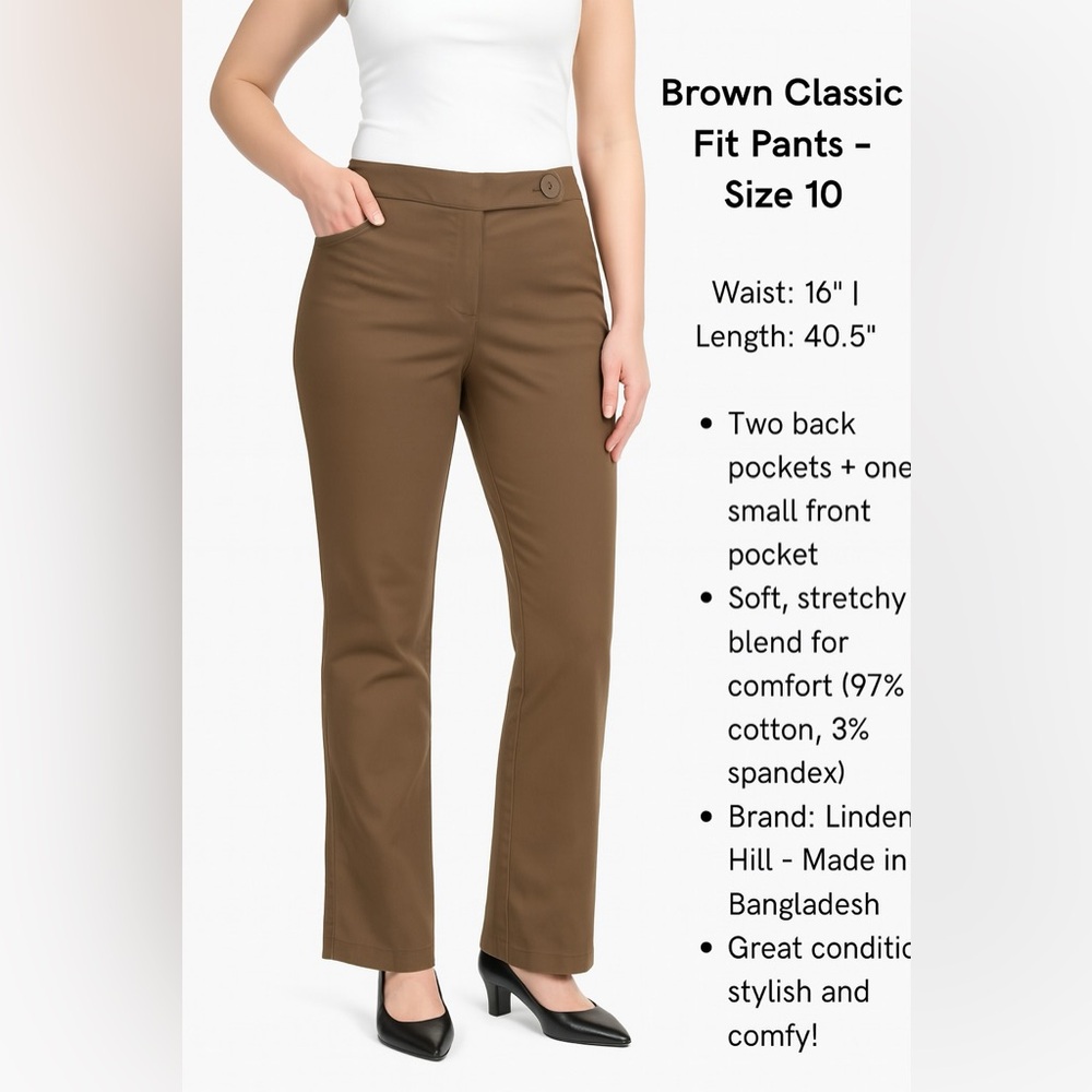 Linden Brown Trousers with Tailored Fit and Stretch Fabric